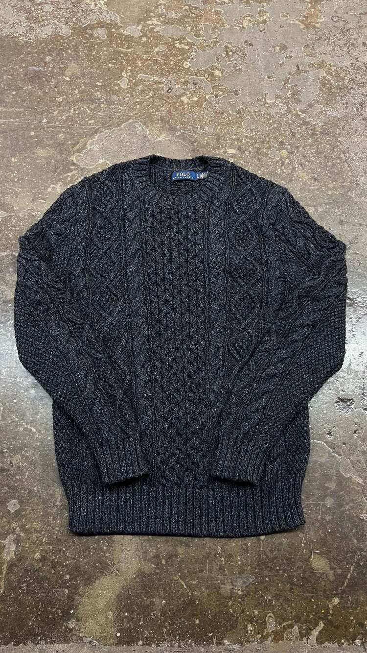Polo Ralph Lauren Cable Knit Cotton Sweater Dark Gray
